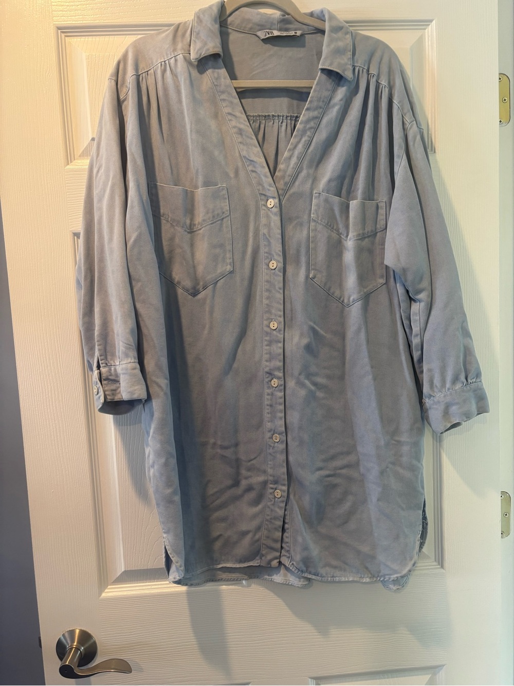 Zara Light Blue Oversized Button-Down Dress